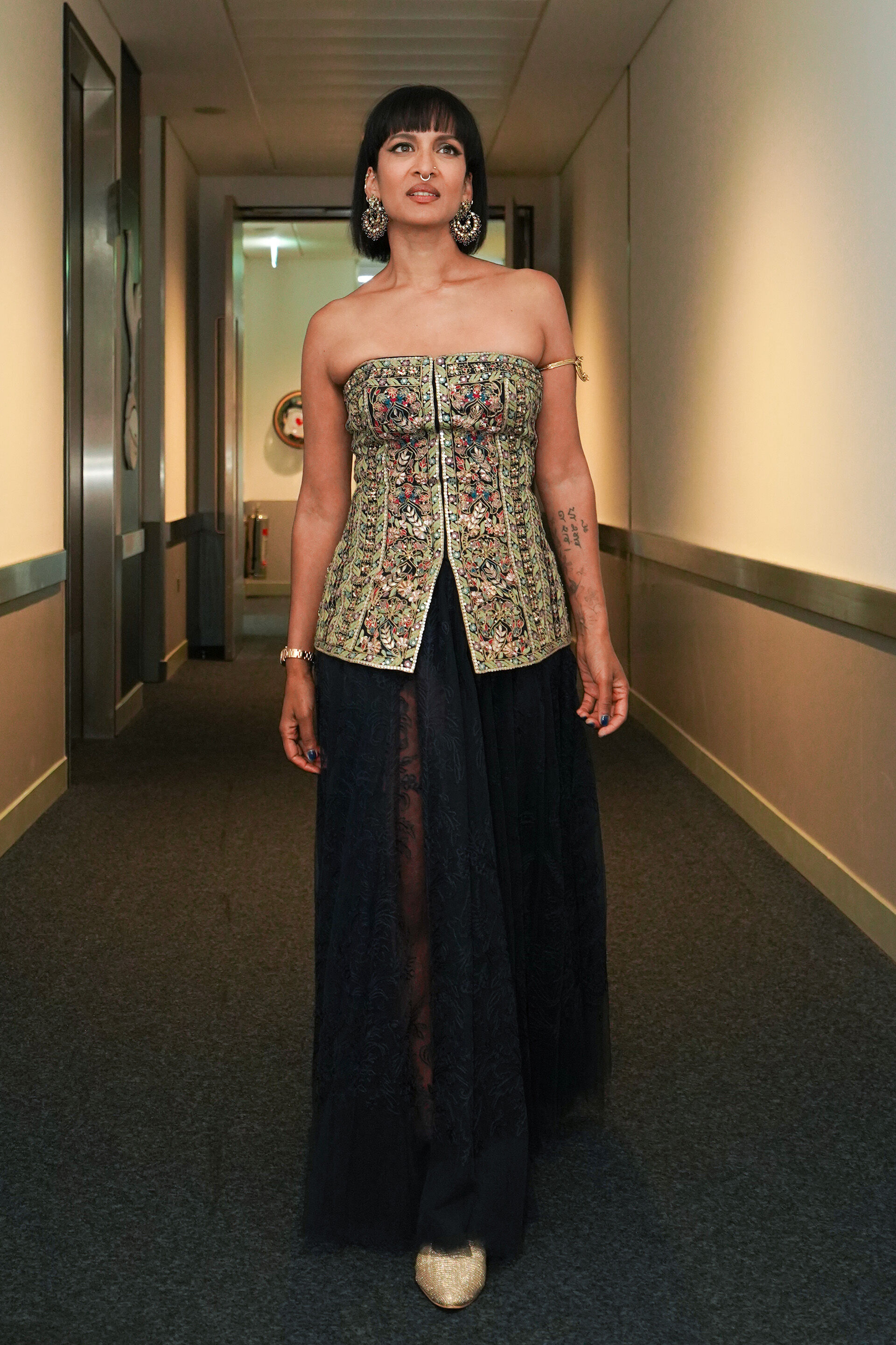 Alesha Embroidered Skirt Set - Navy Blue, , image 4